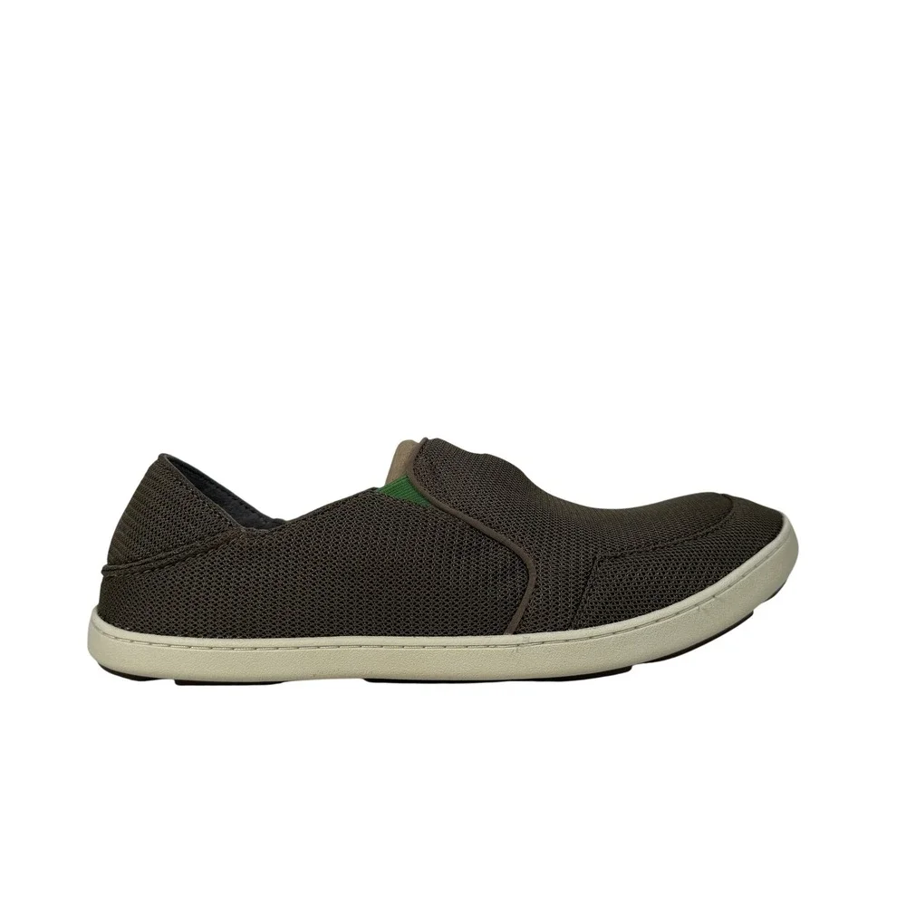 OluKai Nohea Mesh Slip On Shoes Mens 12 Mustang Lime Peel Comfort Casual Brown